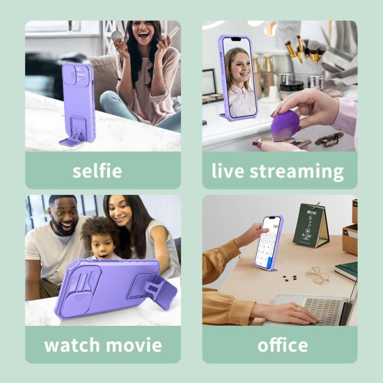 For Samsung Galaxy S24+ 5G Stereoscopic Holder Sliding Camshield Phone Case(Purple)