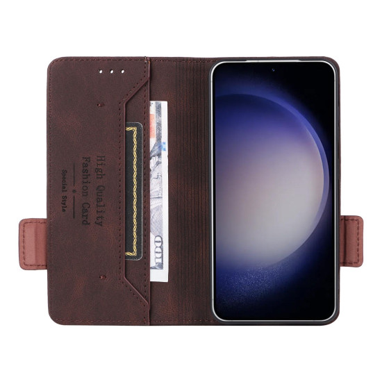 For Samsung Galaxy S24+ 5G Magnetic Clasp Leather Phone Case(Brown)