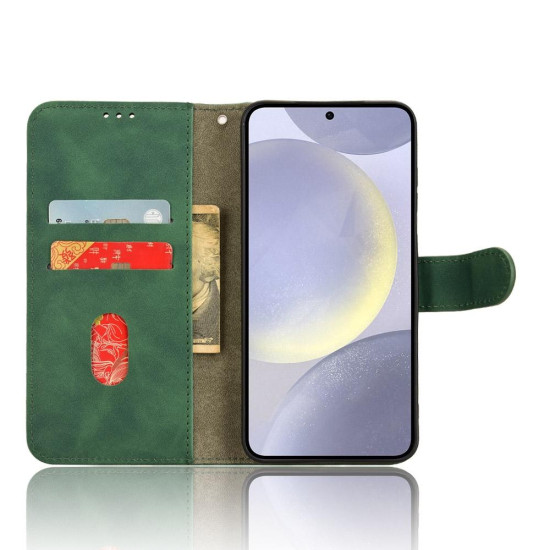 For Samsung Galaxy S24+ 5G Skin Feel Magnetic Flip Leather Phone Case(Green)