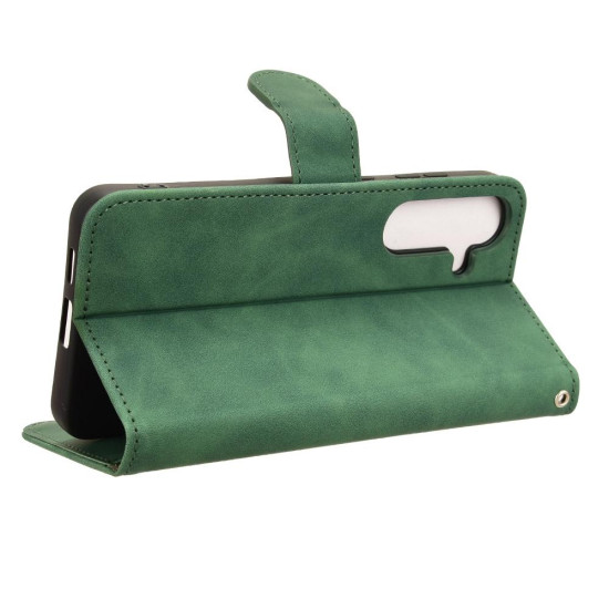 For Samsung Galaxy S24+ 5G Skin Feel Magnetic Flip Leather Phone Case(Green)