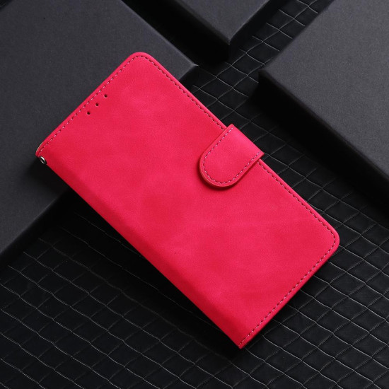 For Samsung Galaxy S24+ 5G Skin Feel Magnetic Flip Leather Phone Case(Rose Red)