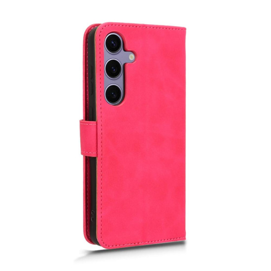 For Samsung Galaxy S24+ 5G Skin Feel Magnetic Flip Leather Phone Case(Rose Red)