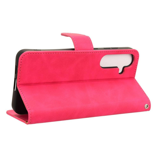 For Samsung Galaxy S24+ 5G Skin Feel Magnetic Flip Leather Phone Case(Rose Red)