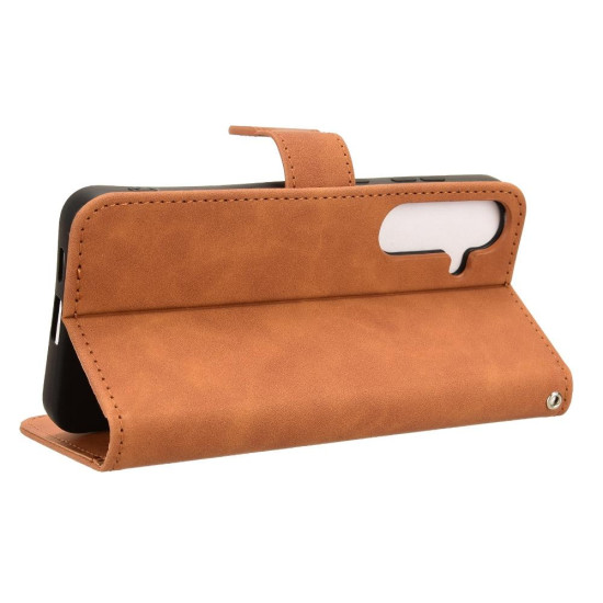 For Samsung Galaxy S24+ 5G Skin Feel Magnetic Flip Leather Phone Case(Brown)