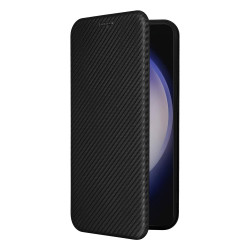 For Samsung Galaxy S24+ 5G Carbon Fiber Texture Flip Leather Phone Case(Black)