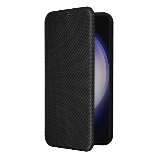 For Samsung Galaxy S24+ 5G Carbon Fiber Texture Flip Leather Phone Case(Black)