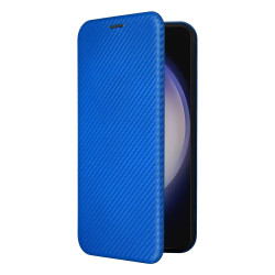 For Samsung Galaxy S24+ 5G Carbon Fiber Texture Flip Leather Phone Case(Blue)