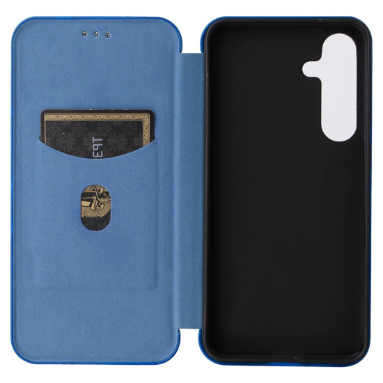 For Samsung Galaxy S24+ 5G Carbon Fiber Texture Flip Leather Phone Case(Blue)