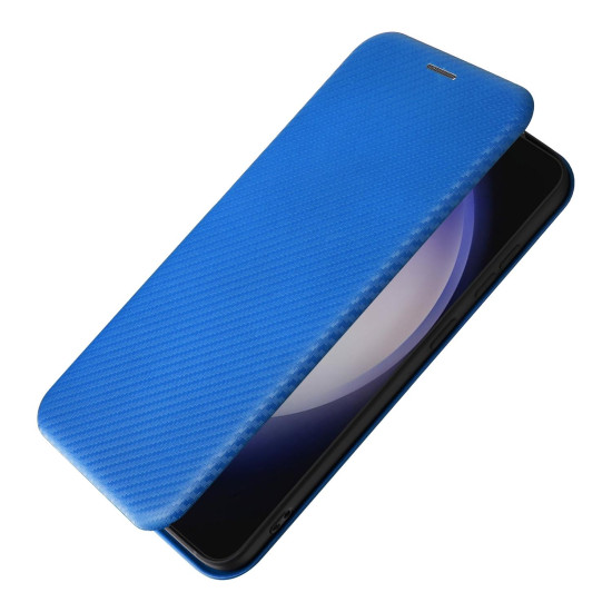 For Samsung Galaxy S24+ 5G Carbon Fiber Texture Flip Leather Phone Case(Blue)