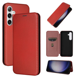 For Samsung Galaxy S24+ 5G Carbon Fiber Texture Flip Leather Phone Case(Brown)