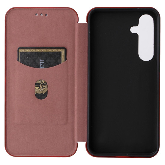 For Samsung Galaxy S24+ 5G Carbon Fiber Texture Flip Leather Phone Case(Brown)