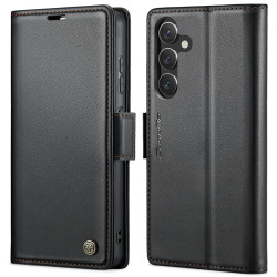 For Samsung Galaxy S24+ CaseMe 023 Butterfly Buckle Litchi Texture RFID Anti-theft Leather Phone Case(Black)