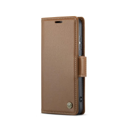 For Samsung Galaxy S24+ CaseMe 023 Butterfly Buckle Litchi Texture RFID Anti-theft Leather Phone Case(Brown)