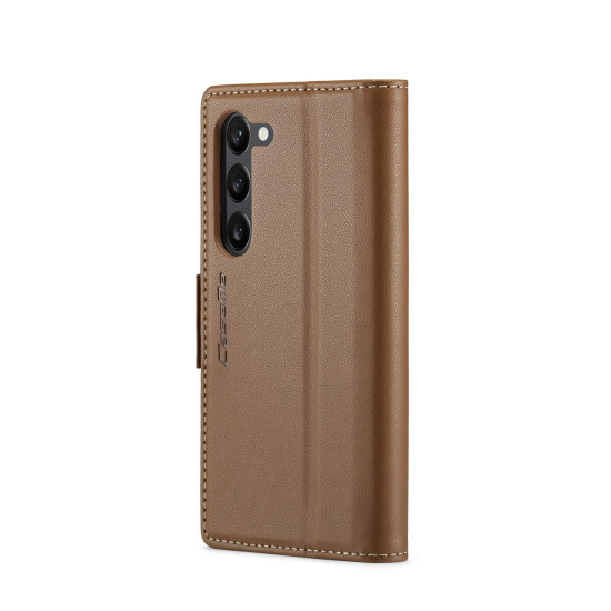 For Samsung Galaxy S24+ CaseMe 023 Butterfly Buckle Litchi Texture RFID Anti-theft Leather Phone Case(Brown)