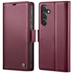 For Samsung Galaxy S24+ CaseMe 023 Butterfly Buckle Litchi Texture RFID Anti-theft Leather Phone Case(Wine Red)