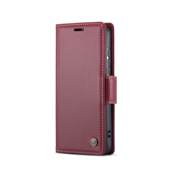 For Samsung Galaxy S24+ CaseMe 023 Butterfly Buckle Litchi Texture RFID Anti-theft Leather Phone Case(Wine Red)