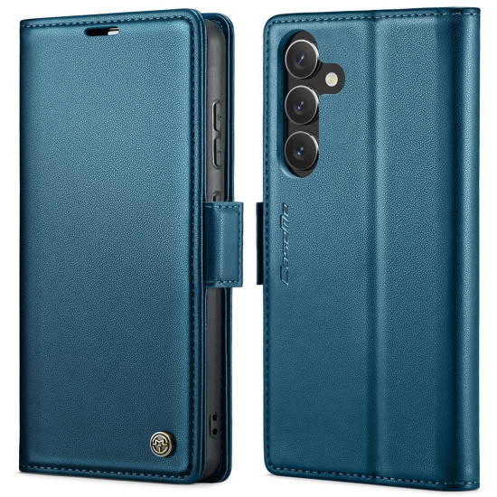 For Samsung Galaxy S24+ CaseMe 023 Butterfly Buckle Litchi Texture RFID Anti-theft Leather Phone Case(Blue)