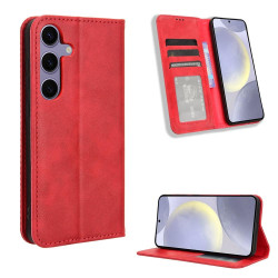 For Samsung Galaxy S24+ 5G Magnetic Buckle Retro Texture Leather Phone Case(Red)