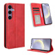 For Samsung Galaxy S24+ 5G Magnetic Buckle Retro Texture Leather Phone Case(Red)