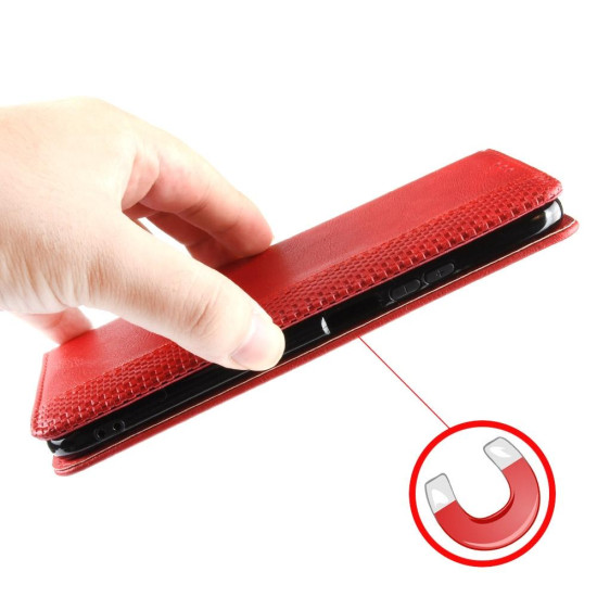 For Samsung Galaxy S24+ 5G Magnetic Buckle Retro Texture Leather Phone Case(Red)