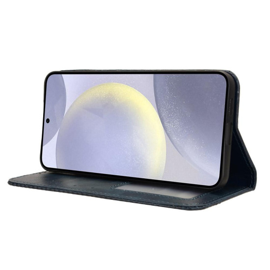 For Samsung Galaxy S24+ 5G Magnetic Buckle Retro Texture Leather Phone Case(Blue)
