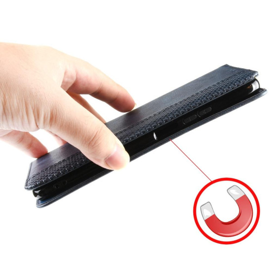 For Samsung Galaxy S24+ 5G Magnetic Buckle Retro Texture Leather Phone Case(Blue)