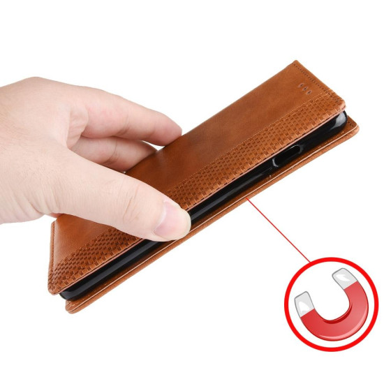 For Samsung Galaxy S24+ 5G Magnetic Buckle Retro Texture Leather Phone Case(Brown)