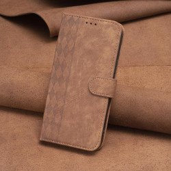 For Samsung Galaxy S24+ 5G Plaid Embossed Leather Phone Case(Brown)