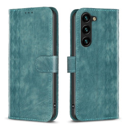 For Samsung Galaxy S24+ 5G Plaid Embossed Leather Phone Case(Green)