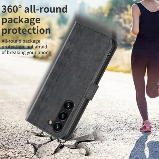 For Samsung Galaxy S24+ 5G Plaid Embossed Leather Phone Case(Black)