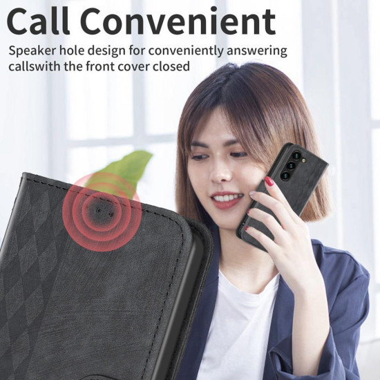 For Samsung Galaxy S24+ 5G Plaid Embossed Leather Phone Case(Black)