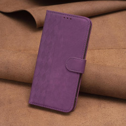 For Samsung Galaxy S24+ 5G Plaid Embossed Leather Phone Case(Purple)