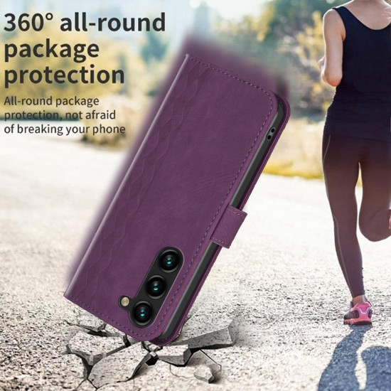 For Samsung Galaxy S24+ 5G Plaid Embossed Leather Phone Case(Purple)