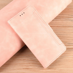 For Samsung Galaxy S24+ 5G Skin Feel Calf Texture Card Slots Leather Phone Case(Pink)