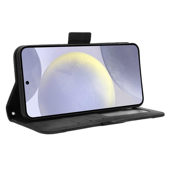 For Samsung Galaxy S24+ 5G Skin Feel Calf Texture Card Slots Leather Phone Case(Black)