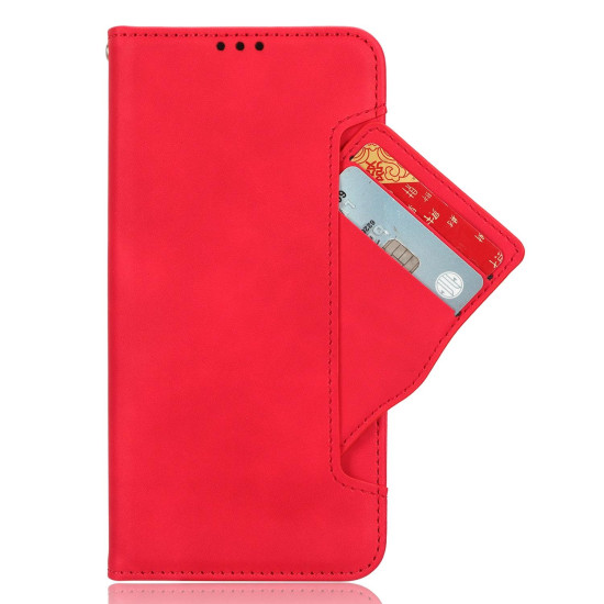 For Samsung Galaxy S24+ 5G Skin Feel Calf Texture Card Slots Leather Phone Case(Red)