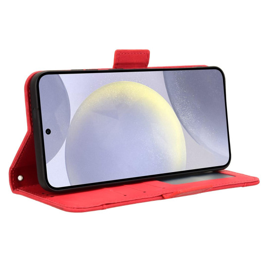 For Samsung Galaxy S24+ 5G Skin Feel Calf Texture Card Slots Leather Phone Case(Red)
