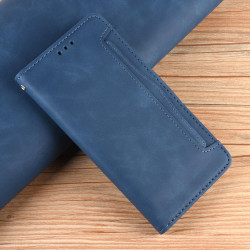 For Samsung Galaxy S24+ 5G Skin Feel Calf Texture Card Slots Leather Phone Case(Blue)