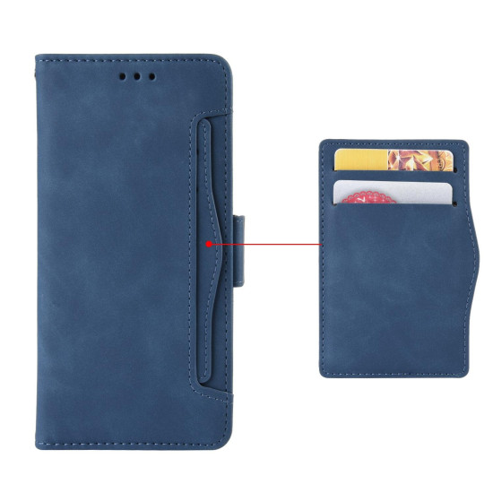 For Samsung Galaxy S24+ 5G Skin Feel Calf Texture Card Slots Leather Phone Case(Blue)