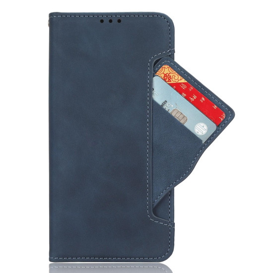 For Samsung Galaxy S24+ 5G Skin Feel Calf Texture Card Slots Leather Phone Case(Blue)