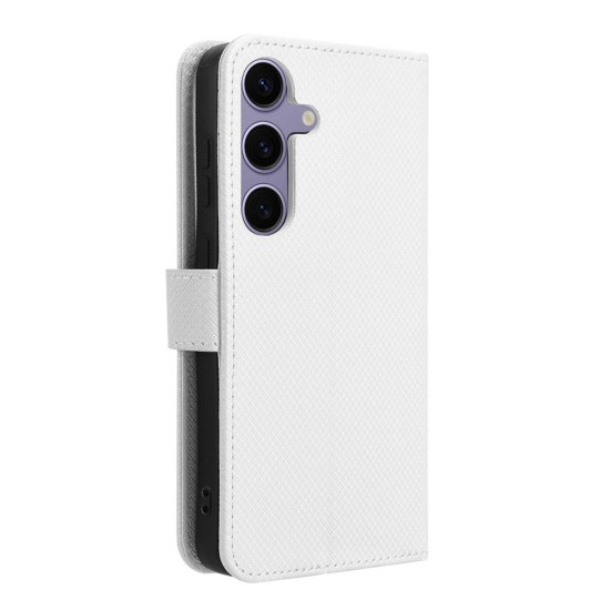 For Samsung Galaxy S24+ 5G Diamond Texture Leather Phone Case(White)