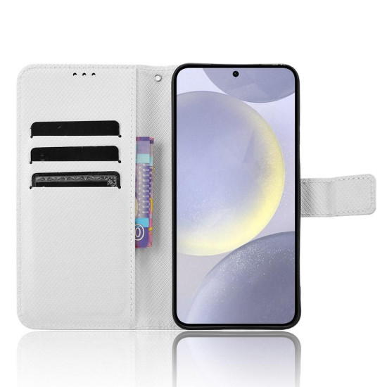 For Samsung Galaxy S24+ 5G Diamond Texture Leather Phone Case(White)