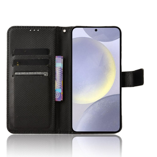 For Samsung Galaxy S24+ 5G Diamond Texture Leather Phone Case(Black)