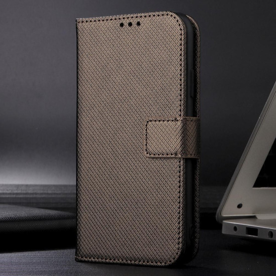 For Samsung Galaxy S24+ 5G Diamond Texture Leather Phone Case(Brown)