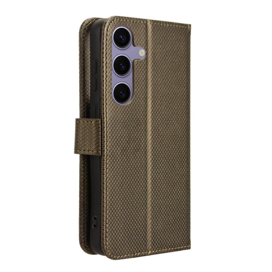 For Samsung Galaxy S24+ 5G Diamond Texture Leather Phone Case(Brown)