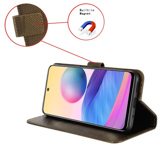 For Samsung Galaxy S24+ 5G Diamond Texture Leather Phone Case(Brown)