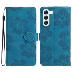 For Samsung Galaxy S24+ 5G Flower Embossing Pattern Leather Phone Case(Blue)
