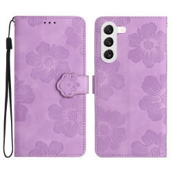 For Samsung Galaxy S24+ 5G Flower Embossing Pattern Leather Phone Case(Purple)
