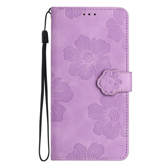 For Samsung Galaxy S24+ 5G Flower Embossing Pattern Leather Phone Case(Purple)