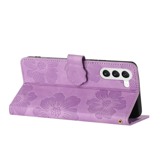 For Samsung Galaxy S24+ 5G Flower Embossing Pattern Leather Phone Case(Purple)